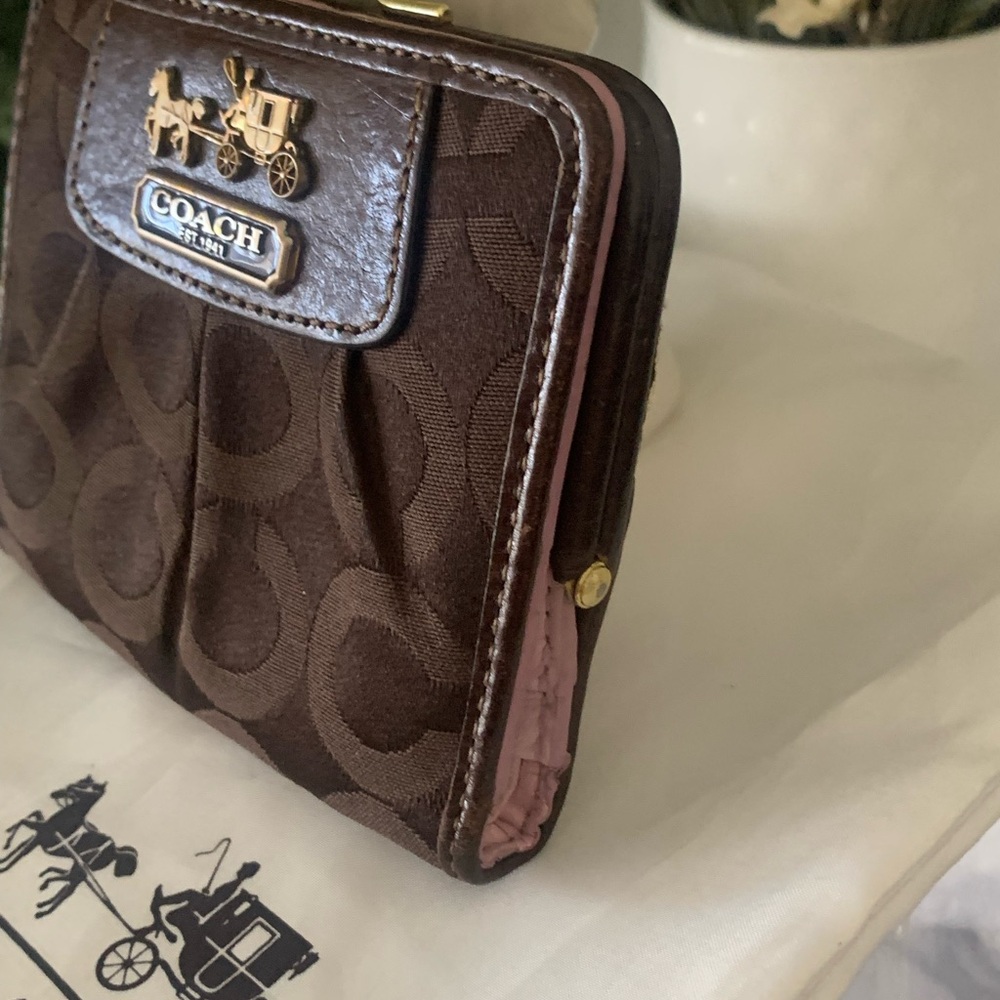 Vintage Coach Madison billfold Brown/Pink Signature Wallet RARE Y2K - Picture 4 of 10